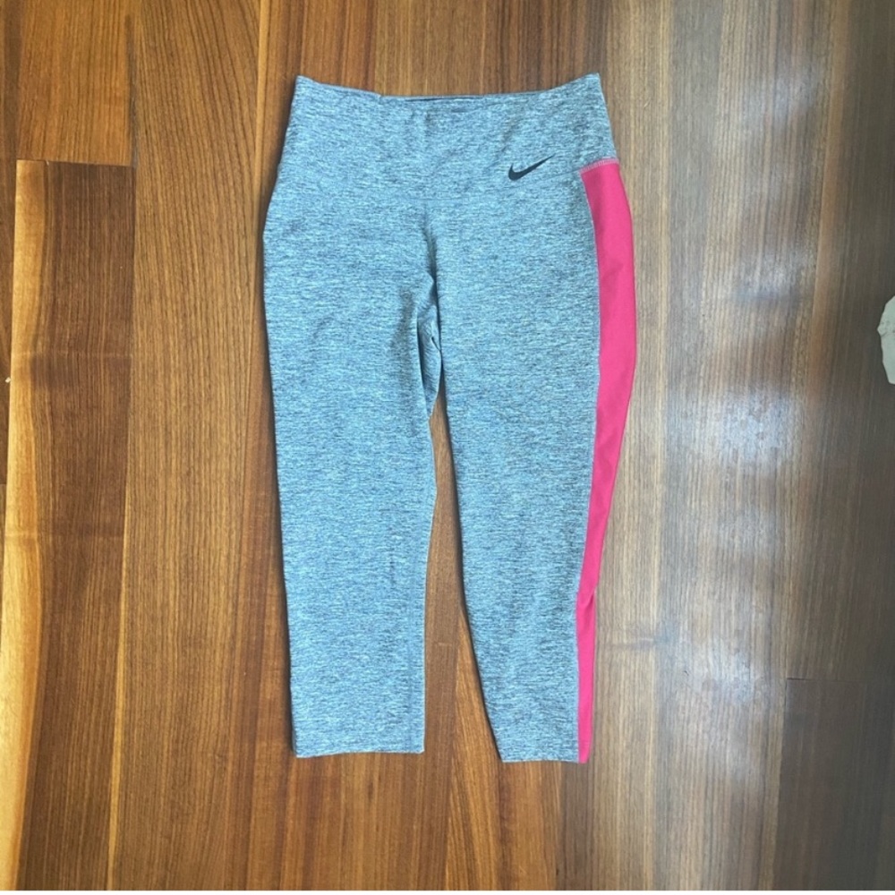 Nike Power Dri Fit Gray and Pink Capri Leggings